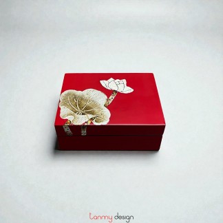 Rectangle lacquer visit card box with lotus 7*10cm ( different designs )